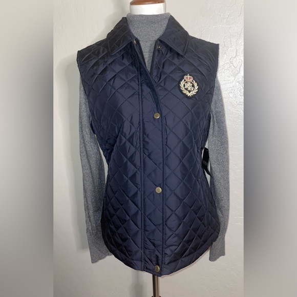 New! Lauren Ralph Lauren DarkNavy Crested RLL Logo Quilted Puffer Vest Size XL👑 - Picture 13 of 13